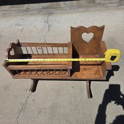 Handmade Wooden Doll Cradle & Toddler Seat - Heart Cutouts