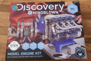 Discovery #Mindblown Model Engine Kit with Moving Motor Parts & LED Lights NEW