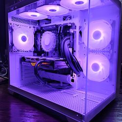 White RGB Gaming PC 12400F RX 6600XT