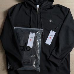 Alo-style set full zip up large and sweatpants medium