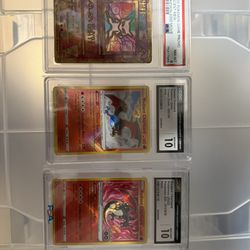 Ancient mew psa 8 2 different Charizard cgc 10 pokemon cards