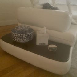 Italian Cream Leather Sectional Couch- Cheap WONT LAST LONG 