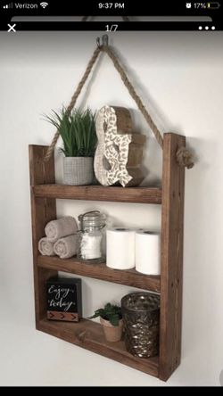 Rustic Bathroom Ladder Shelves