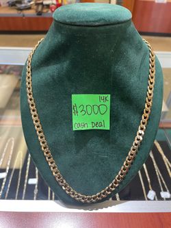 14k gold solid Cuban necklace