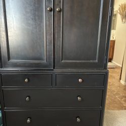 Thomasville Black Armoire & Two Nightstands 