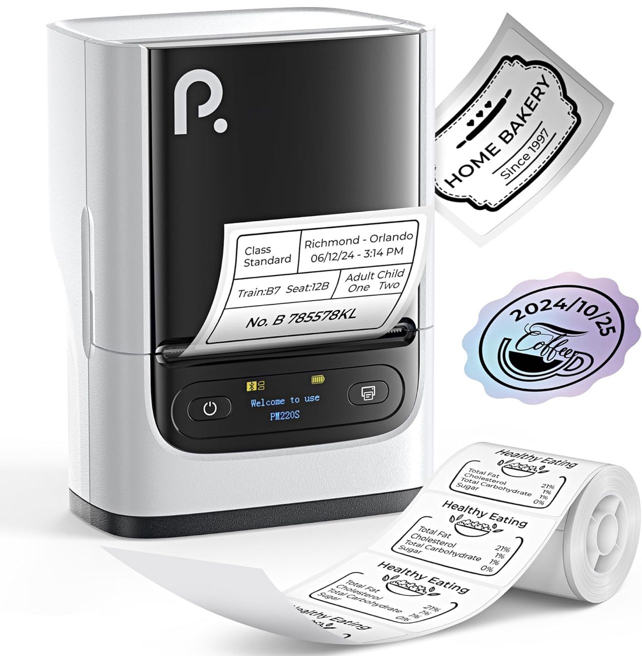 Label Maker Machine with Tape, Bluetooth Thermal Label Printer, Portable Sticker Printer Easy to Use for Office, Home, Business, Label Maker with 2''