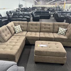 Sectional Sofa Set With Ottoman 