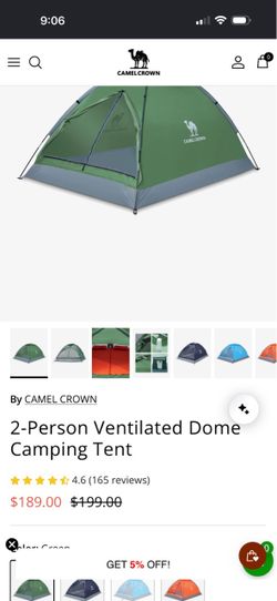 Camel Crown 2-Person Ventilated Dome Camping Tent
