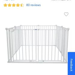 White Dog Pen Fence Corral Enclosure Gate with Door