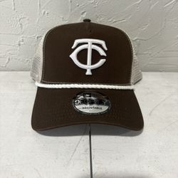 MLB New Era Minnesota Twins White Brown Trucker 9forty SnapBack Hats 