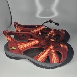 KEEN Women’s Newport H2 Sandals Red Orange Waterproof Hiking Size 7 US EU 37.5
