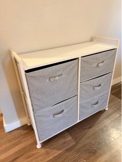White metal five drawer dresser