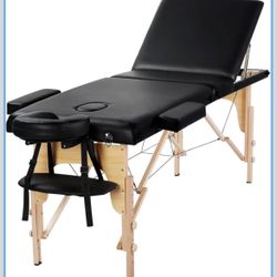 Adjustable Portable Massage Tables, Foldable Massage Bed, Spa Eyelash Table, 3 Folding 84-inch Salon Facial Bed with Non-Woven Bag, Black $  80