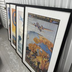 Set of 4 Framed Travel Poster Prints – Oversized Wall Art (35” x 46” each) $150 OBO - orig $800+