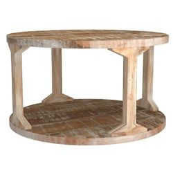 Rustic Modern Solid Wood Coffee Table in Distressed Natural- Wood