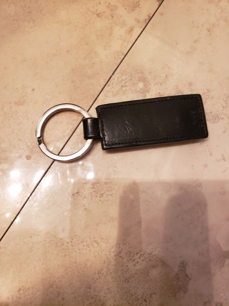 Black leather Coach key chain