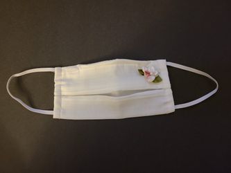 Handmade white floral face mask