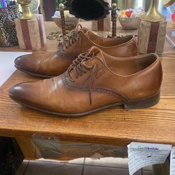 Men Gucci Brown Leather Oxford Brogue Shoes Size 6