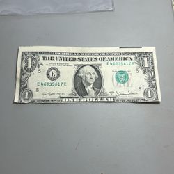 MISS CUT $1 Federal Reserve Note.