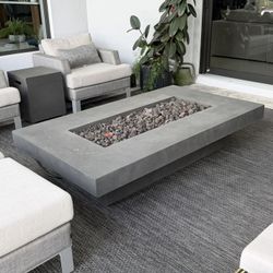 72” Jensen Co Concrete Propane Fire Pit Table – Luxury Outdoor Fire Table ($3K+ New)