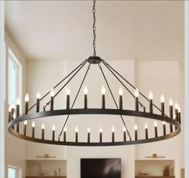 60-Inch Wagon Wheel Chandelier Extra Large Round Farmhouse Light Fixture
36-Light Black Iron Chandelier, Modern Light Fixture for Living Room Dining R