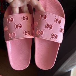 Pink Gucci slides 