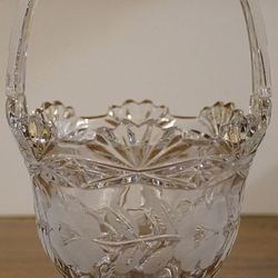 Antique Cut Glass Bowl With Handle 