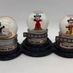 Disney Triple Snow Globe - Steamboat Willie, Fantasia A8, The Band Concert *Read A8