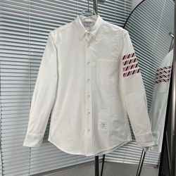 Thom Browne Four Bar Twill Long Sleeved Shirt White