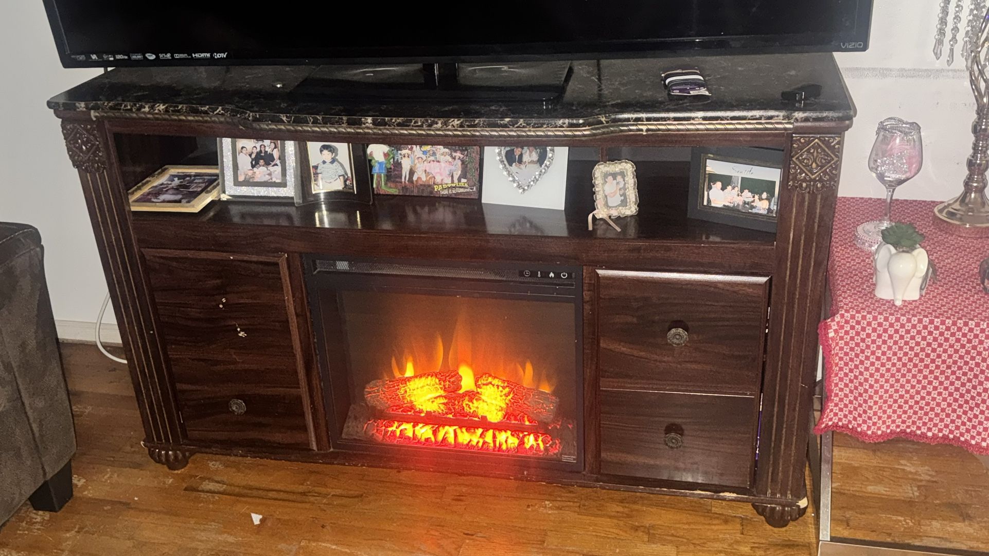 Dark Brown Tv Stand 58”L X 3’High