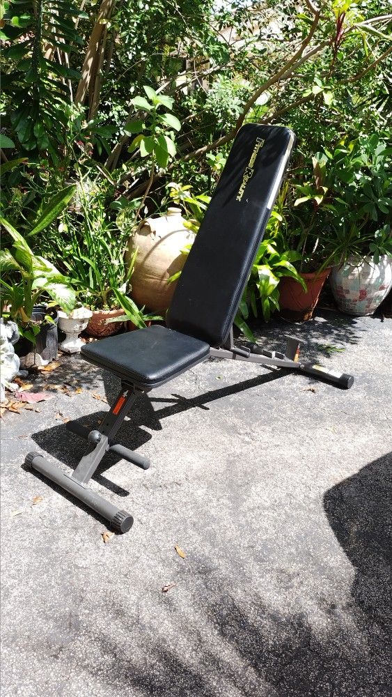 FITNESS REALITY ADJUSTABLE BENCH : INCLINE, DECLINE, FLAT, FOLDS COMPLETELY FLAT SPACE SAVER (LONGER THEN A REGULAR BENCH)