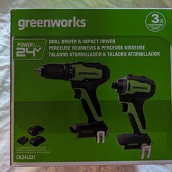 Green works Drill Driver & Impact Driver Set