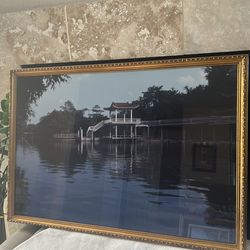 Chinese lake painting glass