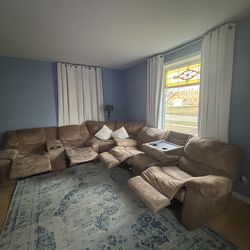 3 Piece Faux Suede Reclining Sectional Sofa