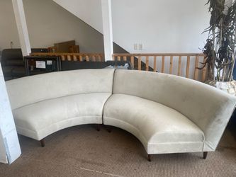 ELEGANT 2PC BEIGE CURVED FABRIC  SOFA