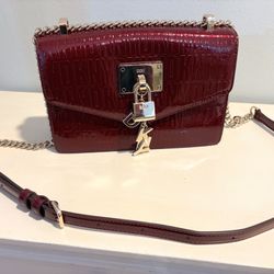 DKNY burgundy Elegant Faux Leather Handbag