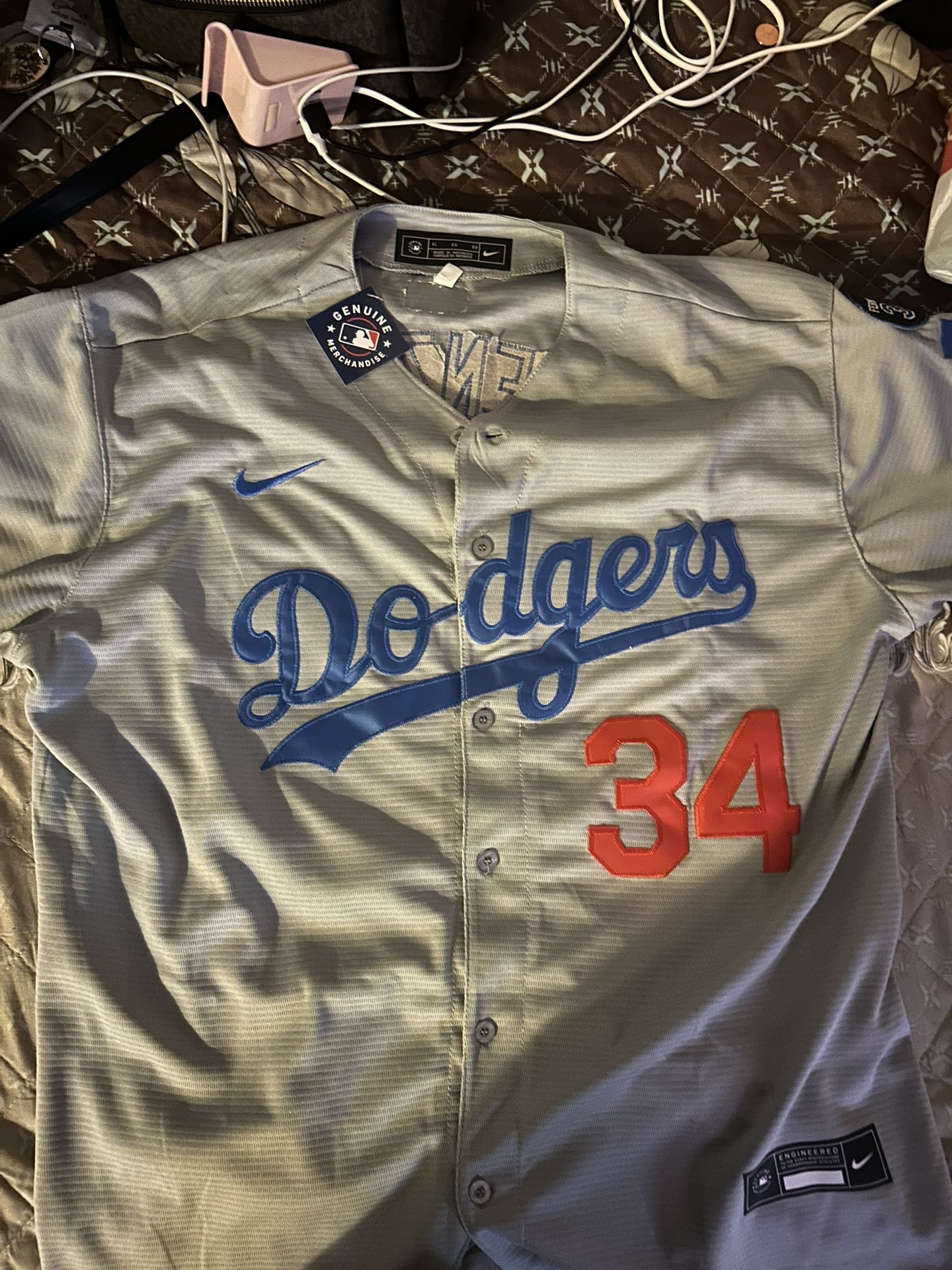 Nike Grey Fernando Valenzuela Jersey Size XL