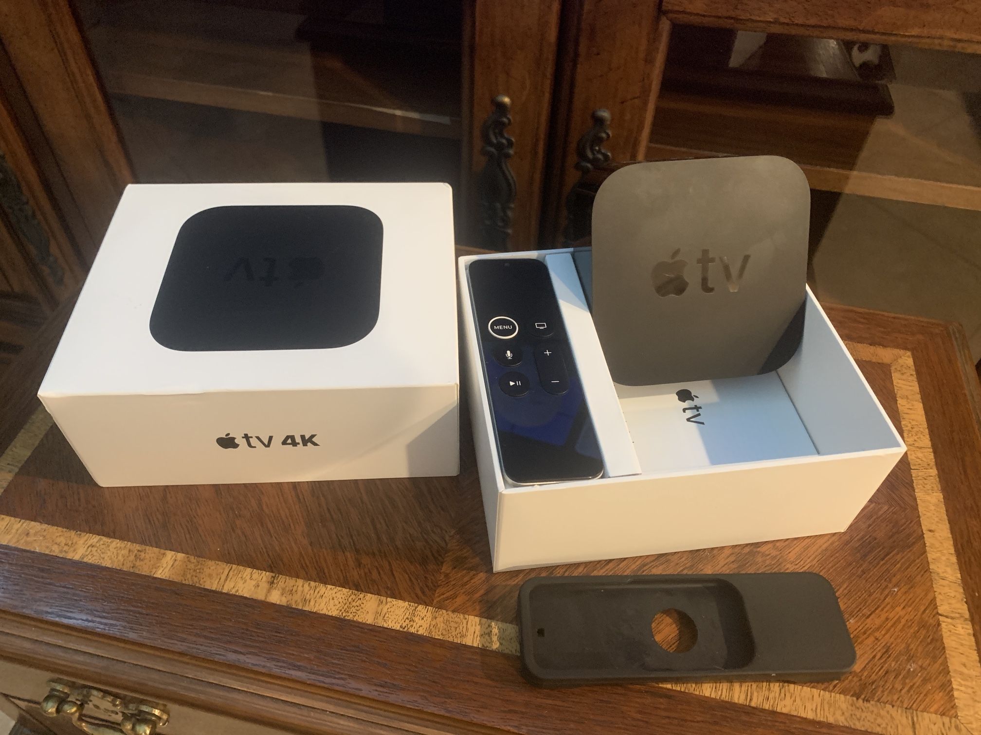 Apple TV 4K with remote and power cord