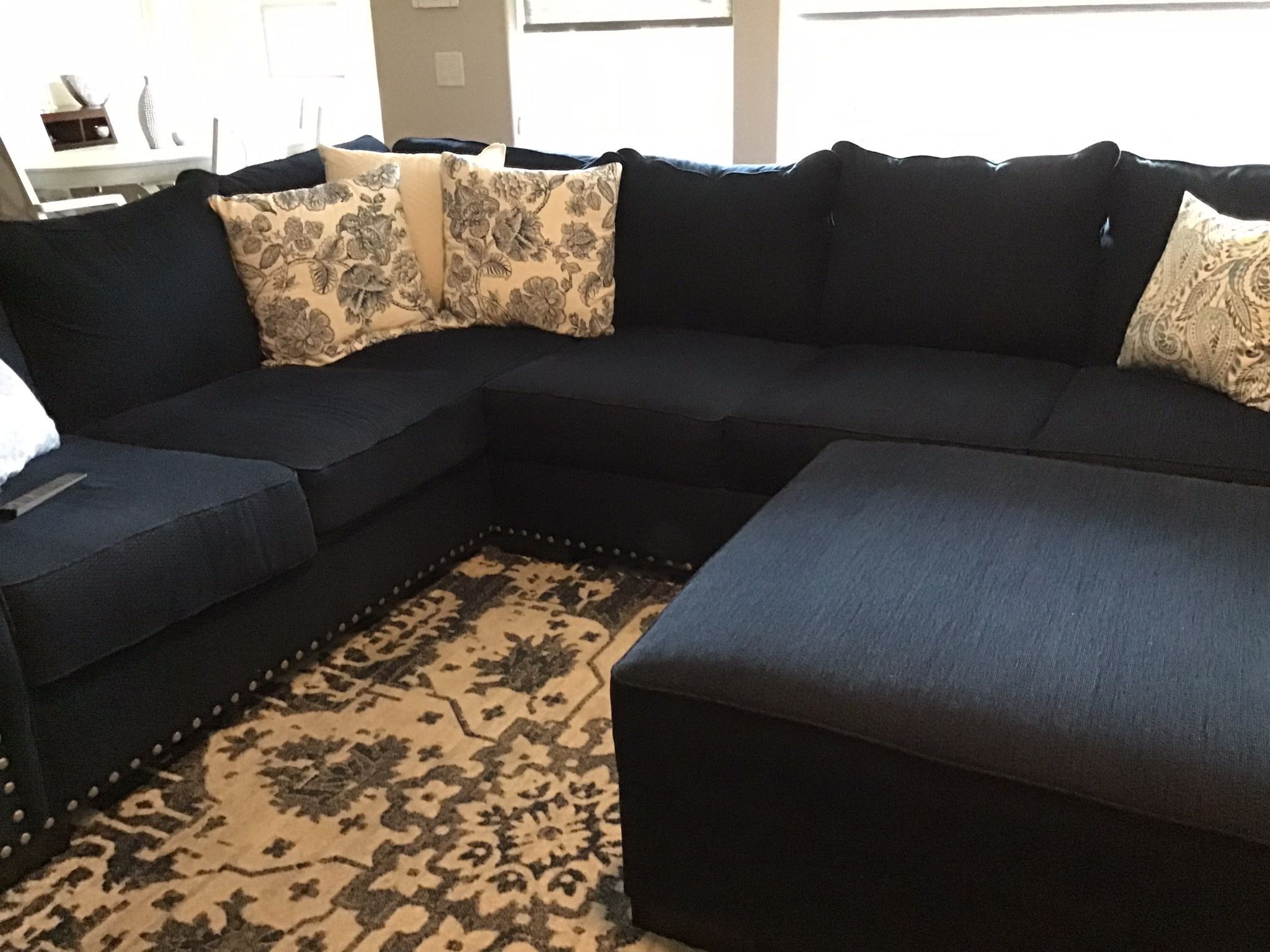 Stylish And Comfortable Sectional with studs And  With Ottoman 