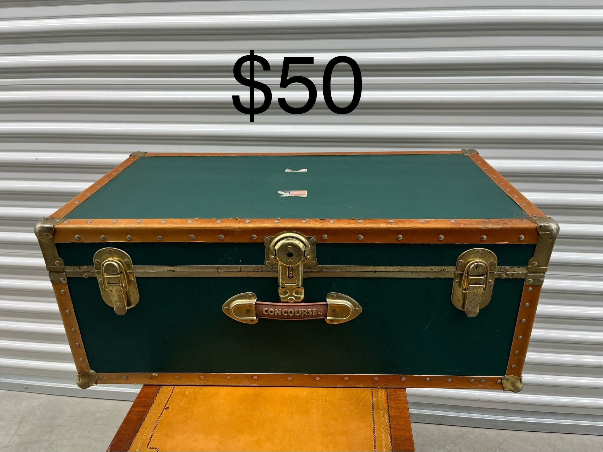 Vintage Green And Gold Concourse Trunk
