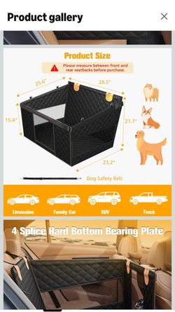 Large Dog Car Seat, Back Seat Extender for Dogs with Hard Bottom