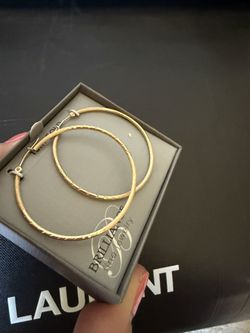 10KT Solid Yellow Gold Large Hoop Earrings New