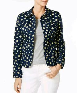 Charter Club Women's New Denim Jacket Blue Yellow Size Medium