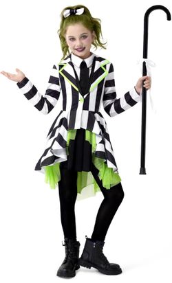 Kids Beetlejuice Halloween Costume size large (10-12)