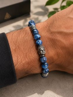 Blue Stone Buddha Beaded Bracelet for Men & Women