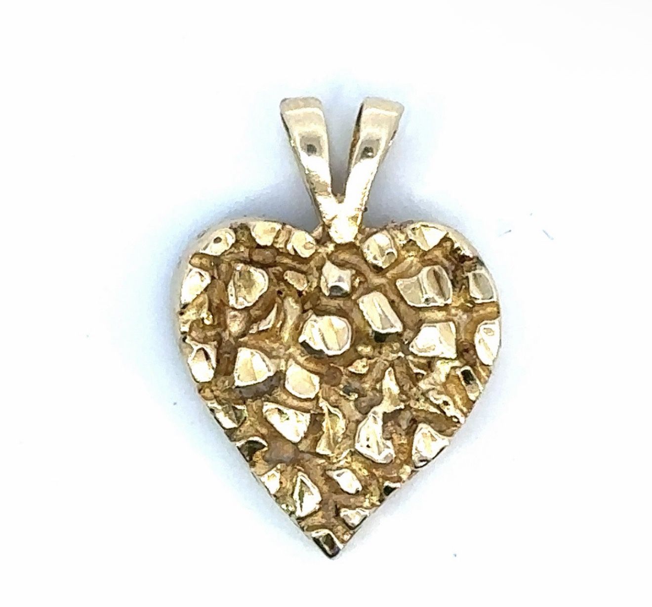 Woman’s Ladies 14k Yellow Gold Nugget Heart Charm Pendant For Necklace GP3102238
