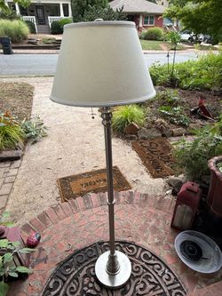Brushed Nickel Floor Lamp with White Shade