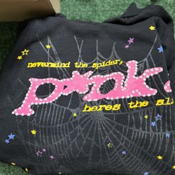 Brand New Sp5der P*NK Hoodie Black FW21 size XL