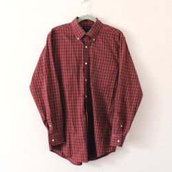 Saddlebred Red Plaid Button Down Shirt Size M