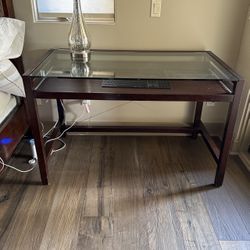 Pottery Barn Desk With Pull Out And Glass Top